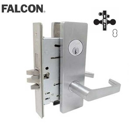 Falcon Apartment Corridor Door Mortise Lock, Dane Lever, Napa Escutcheon, Satin Chrome MA531P-DN-626